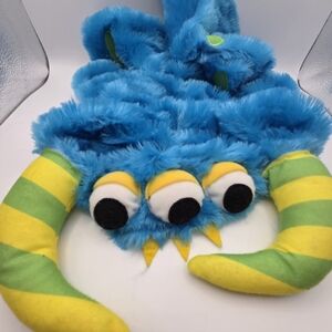 Sweet Cheeks Blue Plush Blue Green Monster Horned Hooded Dog Costume Size Large